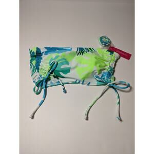 Xhilaration Bikini Top Tropical Juniors' Longline Side-Cinch Bandeau‎ M Swimsuit